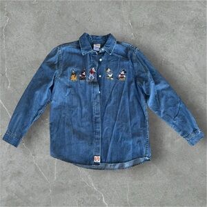 Vintage Disney Store Mickey and Friends Embroidered Denim Long Sleeve
